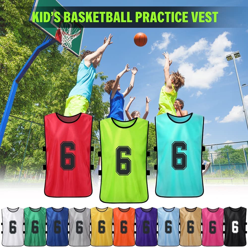 6 Pezzi Pettorine Allenamento Sport Gilet,Gilet Calcio per Bambini Adulti ,Pettorine Allenamento Sport Gilet per Bambini da Calcio Sports Bavaglini,Perfette per Calcio,Basket e Giochi di Squadra