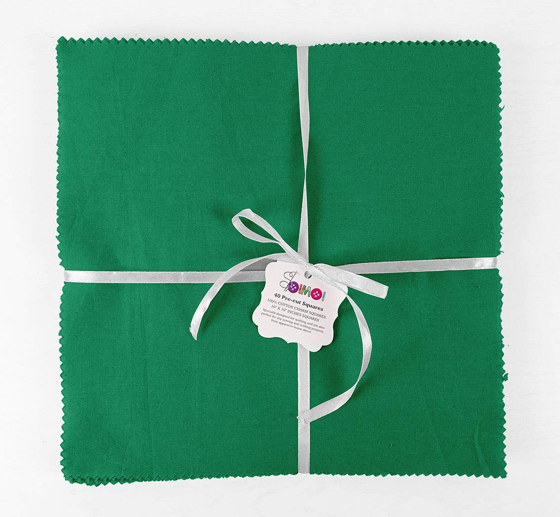 Soimoi Solid Green Precut 10 inch Cotton Fabric Quilting Squares Charm Pack DIY Patchwork Sewing Craft-image-26
