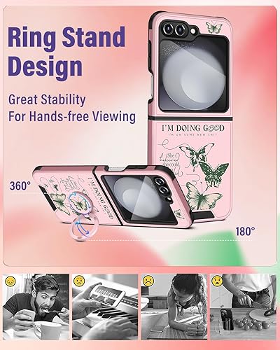 Miniatura 3 de Funermei Funda 2 en 1 para Samsung Galaxy A32 5G para niñas, diseño de mariposa bonita, diseño femenino de mariposa, diseño único y verde con