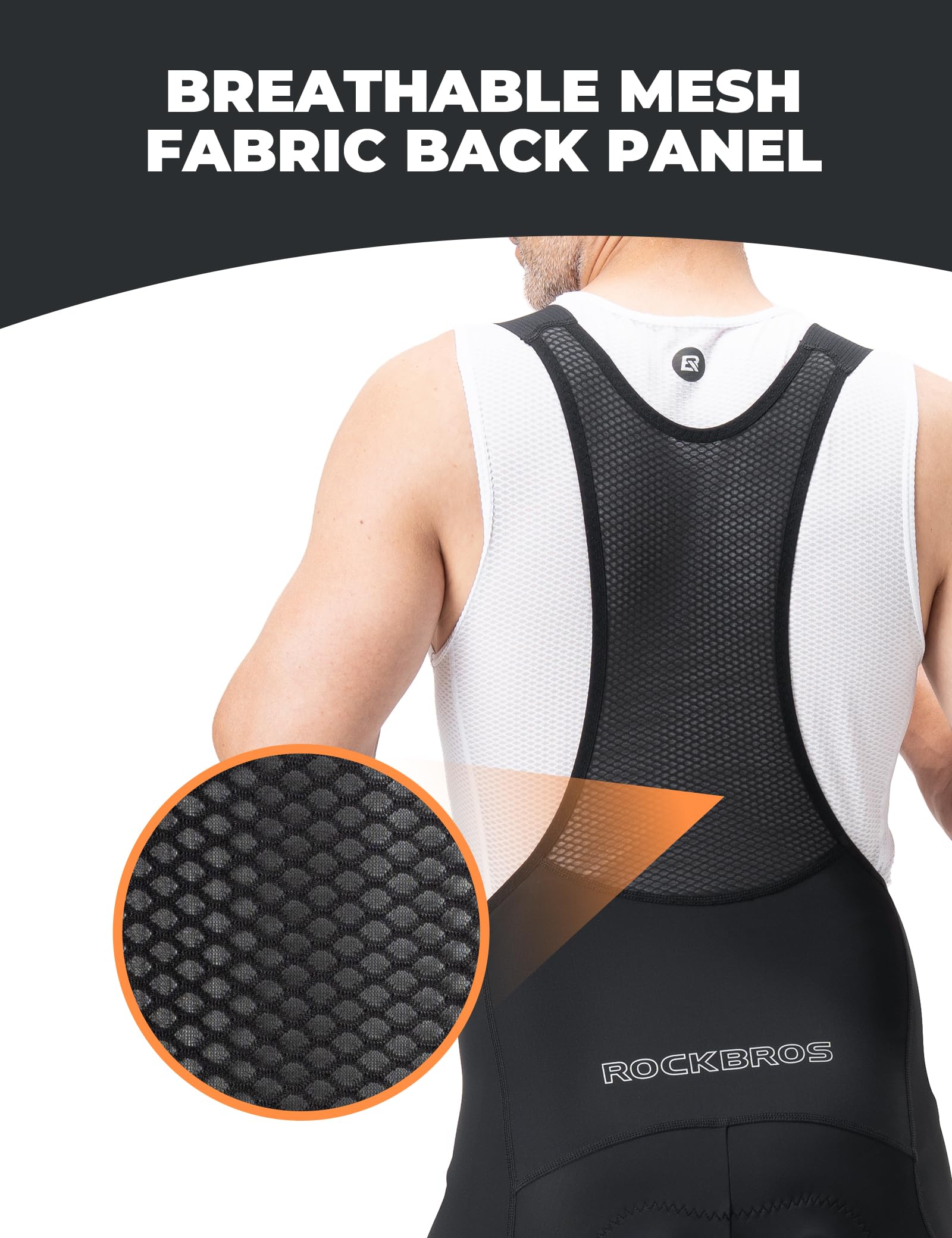 ROCKBROS Salopette da Ciclismo Uomo, Pantaloni Lunghi Bici con Bretelle | con Fondello Imbottito 3D, Traspirante e Elastico, Asciugatura Rapida, per Bici da Strada MTB, Nero, M