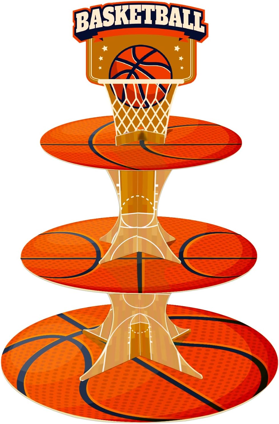 Basketball Theme Party Cupcake Stand Decorations, 3 Tier