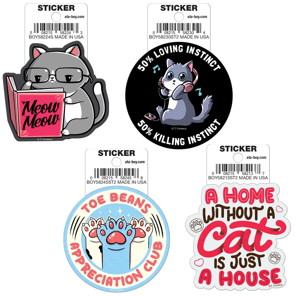 Stickers chat mignon imperméables en vinyle lot de 4 pour masquer les rayures de vos objets