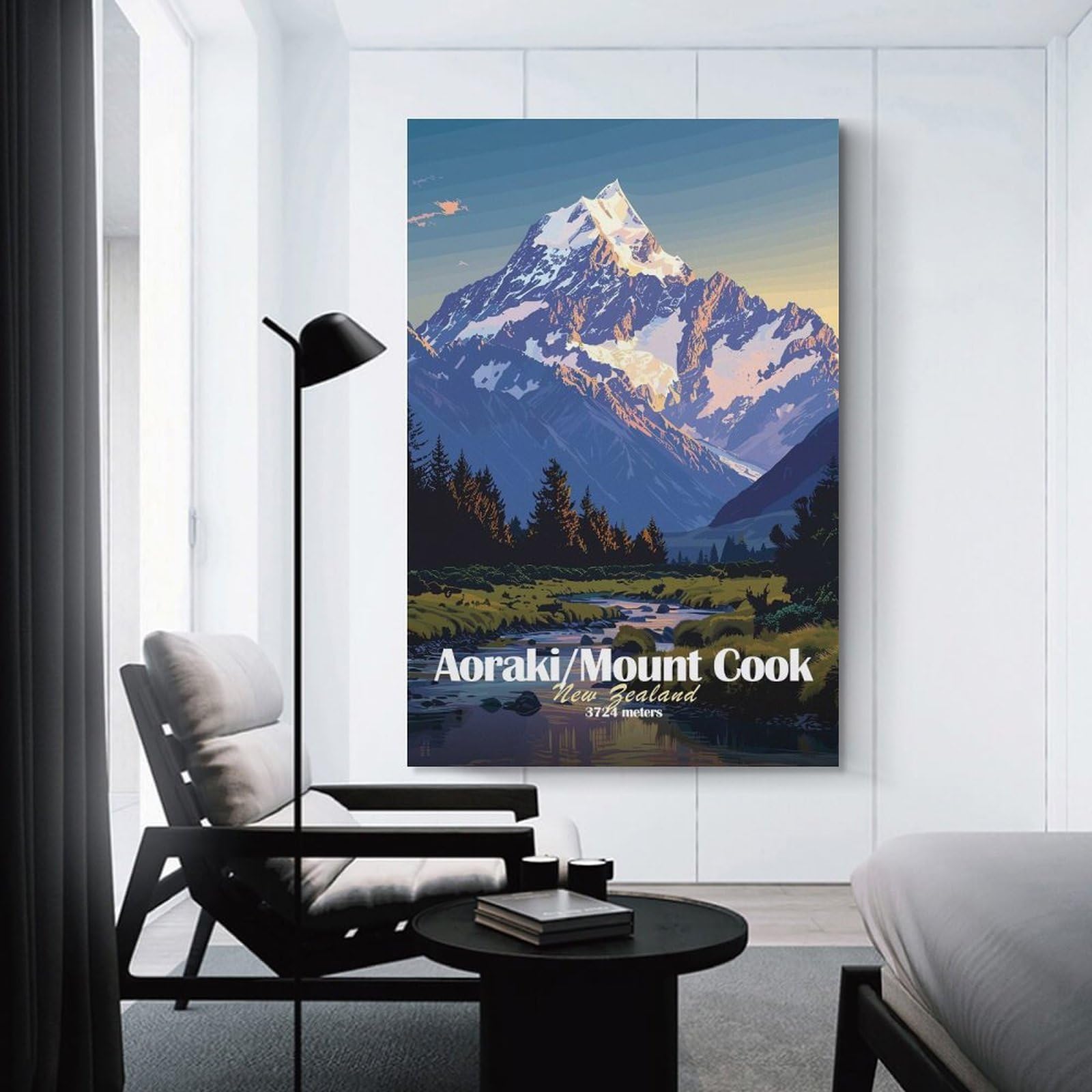 Junmoney Mount Cook, New Zealand Wall Art Print, 12x18inch(30x45cm), for Front Hall, Corridor Or Welcome Spaces, Wall Decor to Refresh Empty Corners