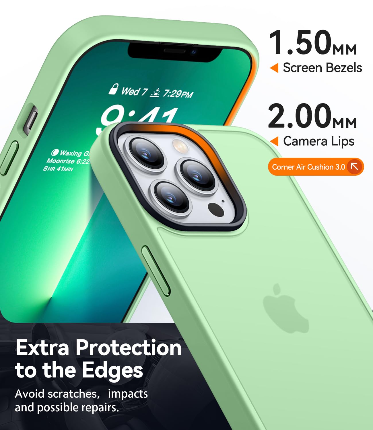CANSHN Cover Opaca per iPhone 13 Pro(6,1 Pollici), Custodia Traslucida Opaca Protettiva Sottile Antiurto - Verde Chiaro