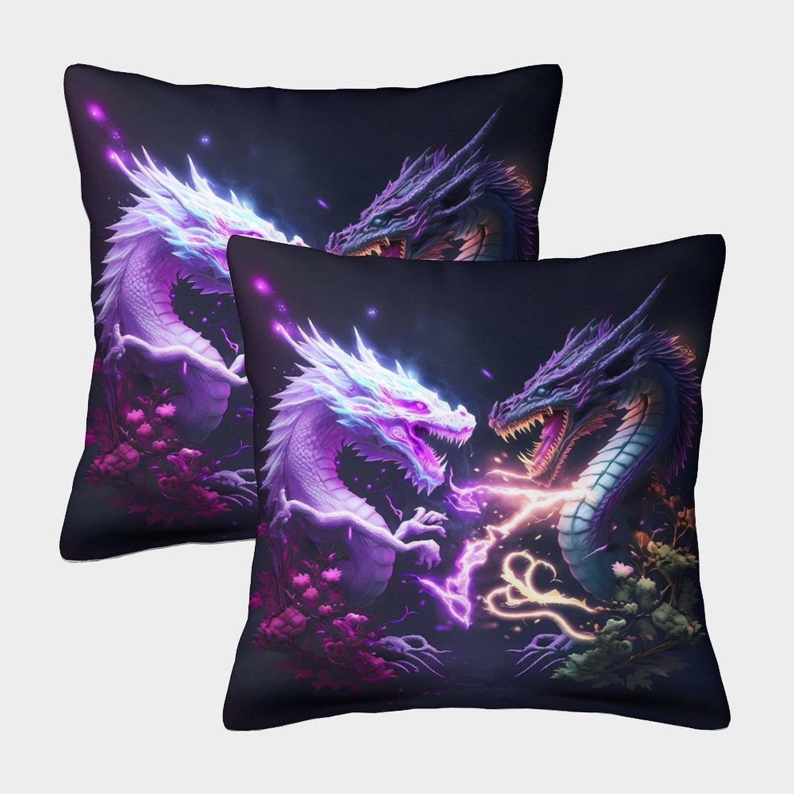 QFVANSIYO Luminous Dragon 3D Printed Microfiber Pillowcase Bedroom Decor Mystic Dragon 3D Pillow Cover Soft Breathable for Adults Teens Home 40x40cm