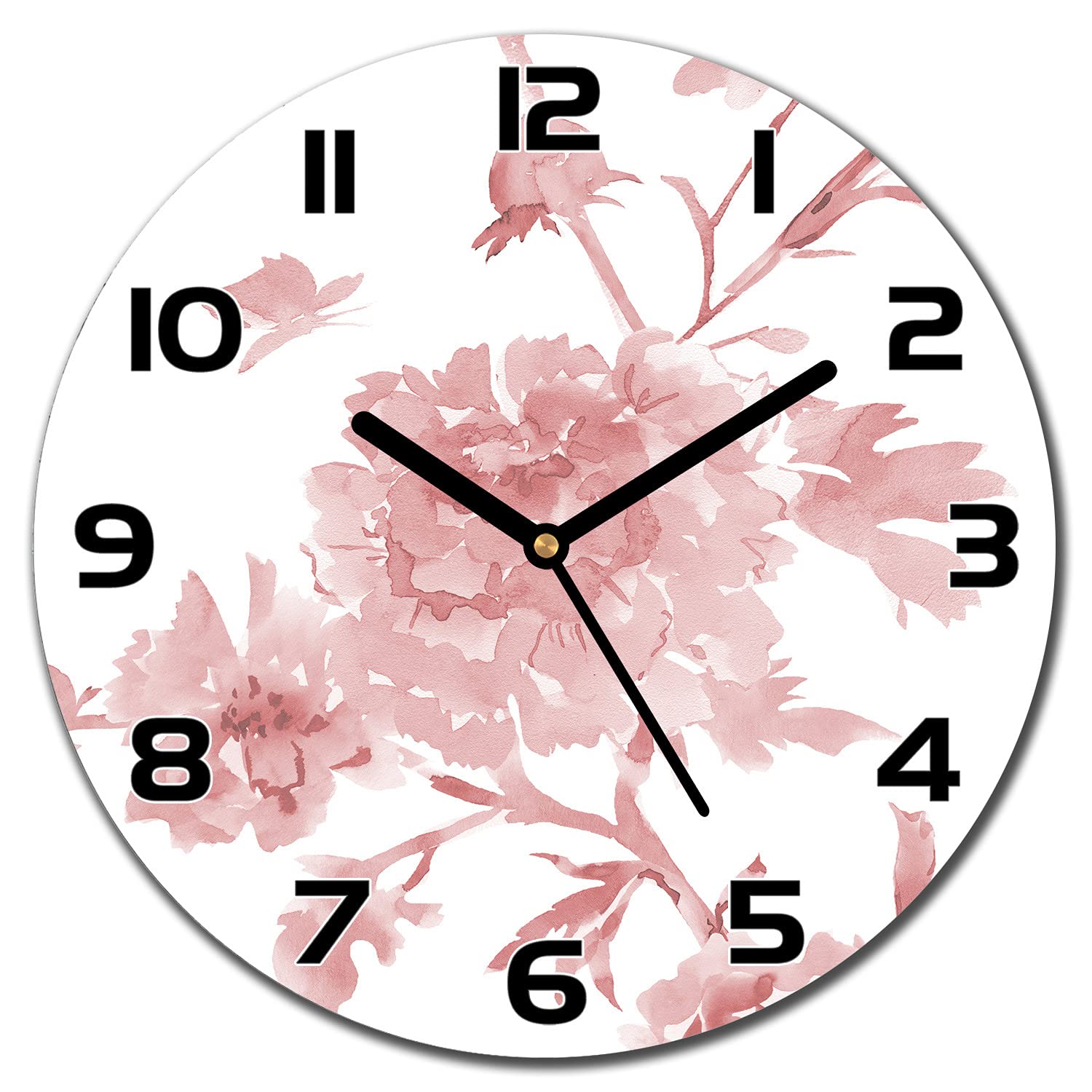 Horloge en verre de sécurité à aiguilles noires et impression moderne