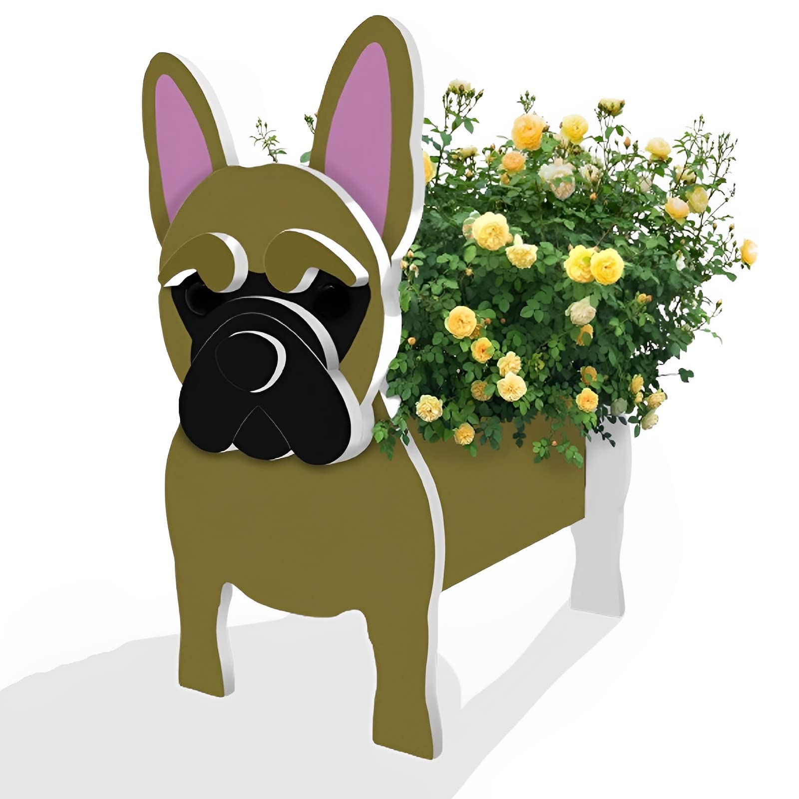 Strolfay Yellow French Bulldog Planter - Cute PVC Herb Garden, Indoor/Outdoor Dog Flower Pot for Pet Lovers — image 1