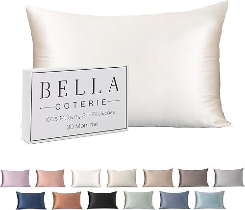 Bella Coterie - Funda de almohada de seda de lujo para cabello y piel 30 momme 100% seda de morera 6A pura Supersuave Perfectamente afelpada Bella Coterie - Funda de almohada de seda de lujo para cabello y piel 30 momme 100% seda de morera 6A pura Supersuave Perfectamente afelpada