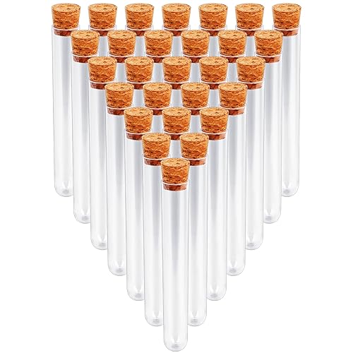 28 tubos de ensayo de plástico transparente con tapas, viales de plástico de 0.591 x 3.937 in (0.5 fl oz) con tapa de sellado, tubos de ensayo