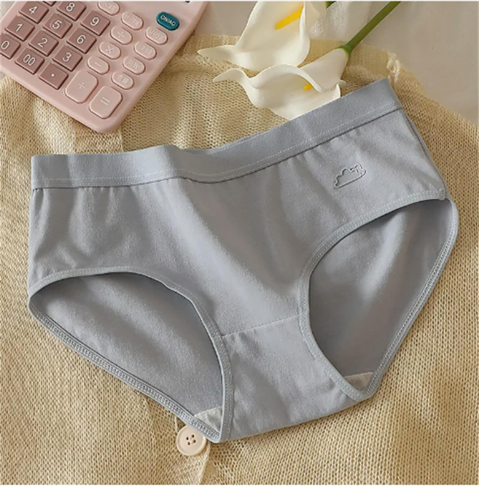 Mutande Donna Cotone 5 Pezzi Set Women Women Cotone Mutandine Sexy Brevi Bassi E Biancheria Bianche da Femmina Schema di Goccia Carina Intimata Lingerie-5 Colori Solidi-l