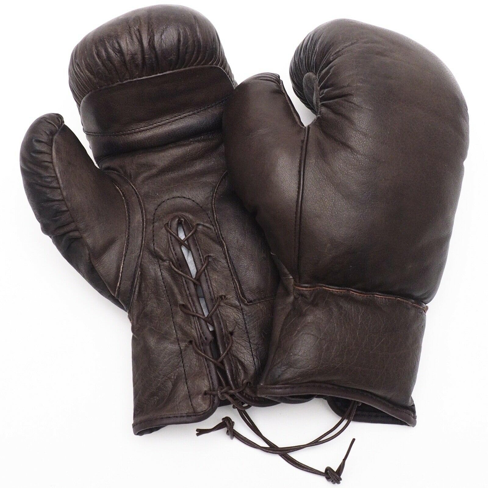 Echtleder Retro-Boxhandschuhe 12 oz – Handgefertigt, Vintage-Look, Hochwertiges Rindsleder, Ideal für Dekoration, Sammler & als Geschenk