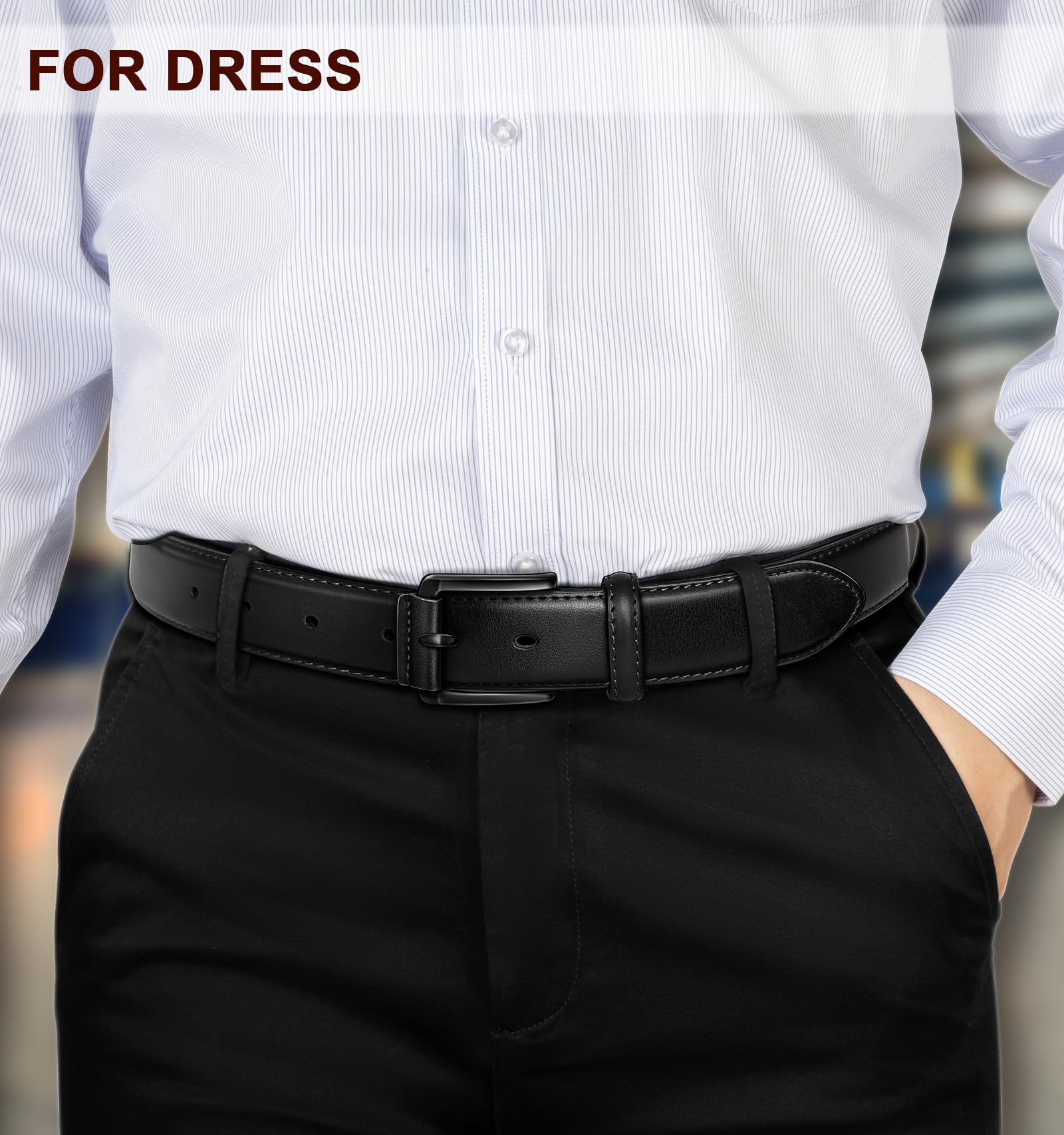 KEMISANT Cinturón para hombre, 2 unidades, cinturón de cuero genuino para hombre, vestido casual, pantalones de golf, jeans de 1 3/8 pulgadas