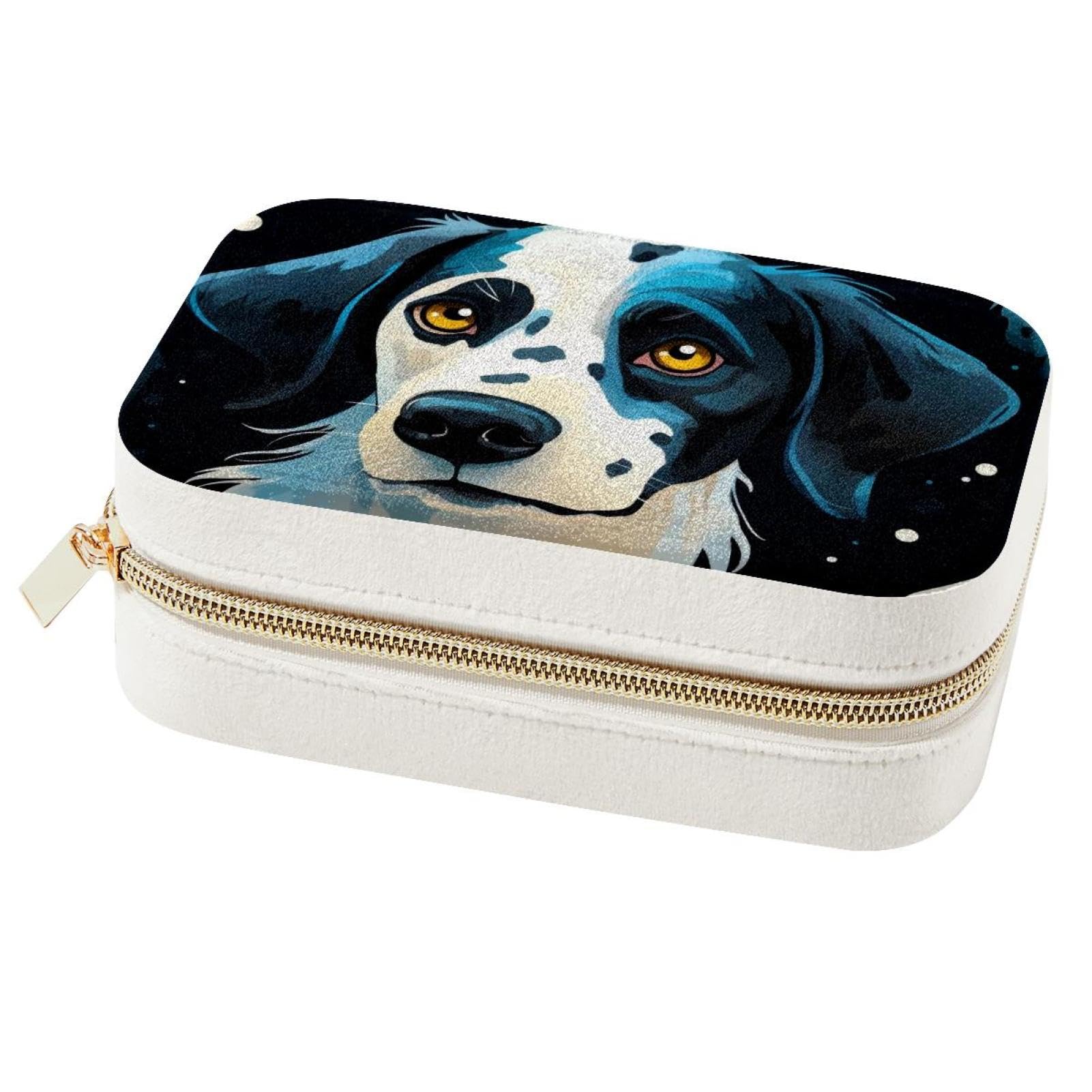Boîte à bijoux de voyage dalmatien foncé pour colliers et bagues