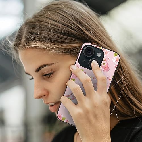 Miniatura 6 de Losthll Funda compatible con iPhone 15 Plus, funda de teléfono con diseño de flores de cerezo, goma de silicona líquida suave, a prueba de golpes,