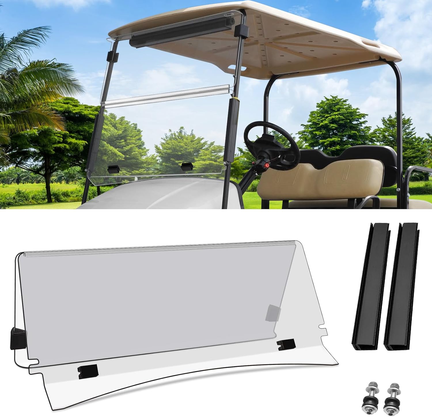 EZGO TXT Windshield for 2014+ EZGO TXT Golf Cart, Only Fit