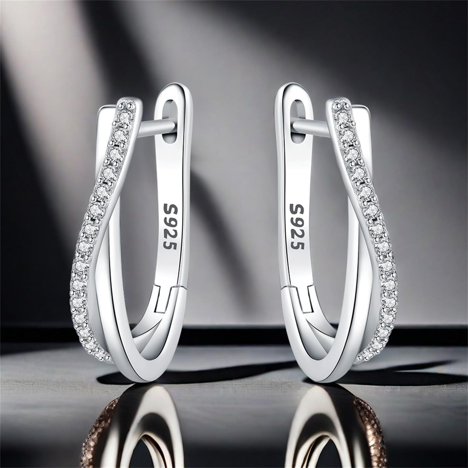 Zirkonia 925 Sterling Silber Ohrringe Damen Creolen Silber Creolen Damen Earrings For Women Geschenke für Frauen, Mütter und ihre Lieben