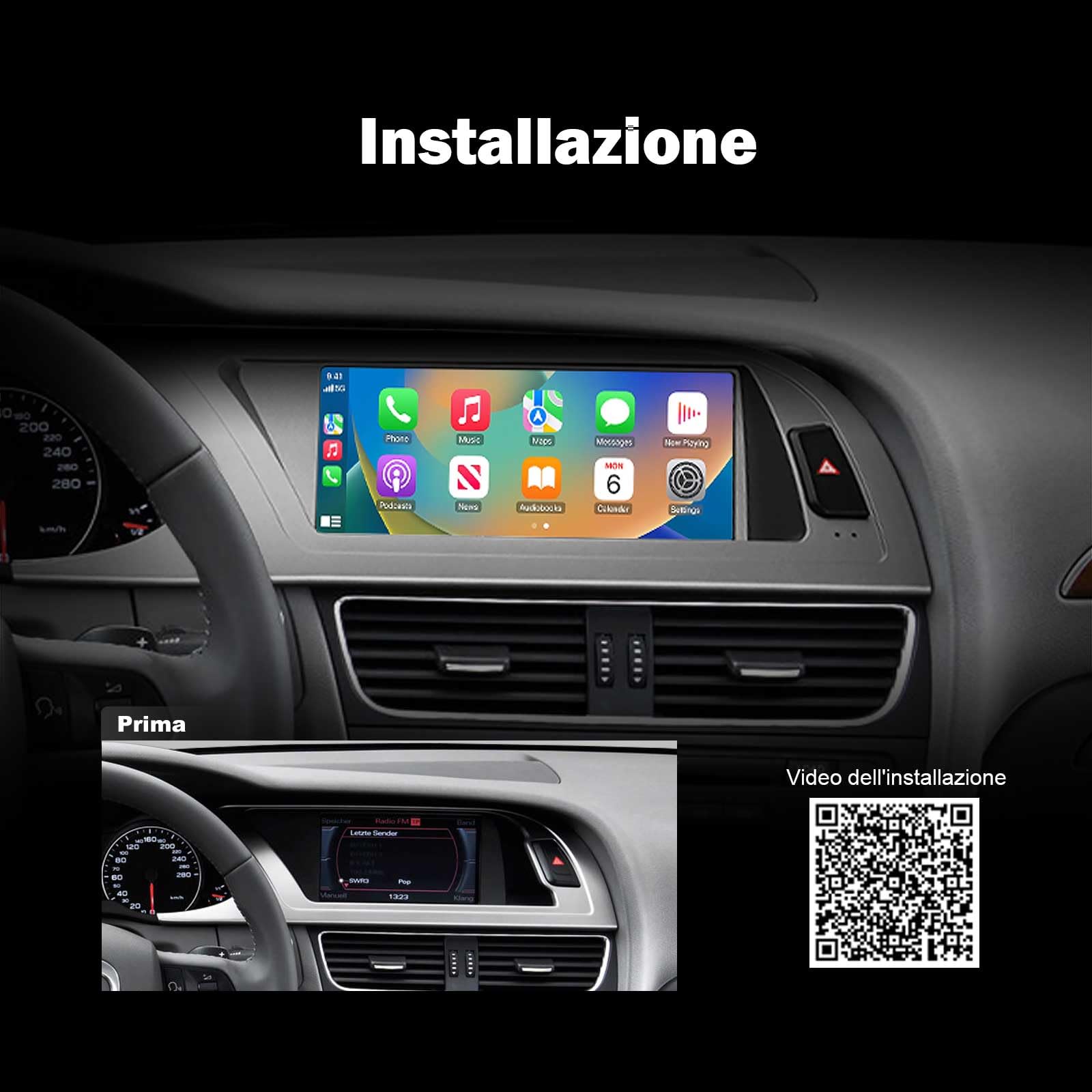 Android 16 Qualcomm 8 Core 4+64GB Autoradio GPS Navigatore per Audi A4 supporta Wireless Carplay IPS WiFi 4G Bluetooth 5.1 Canbus 8,8 pollici Schermo Tattile OEM Radio MMI