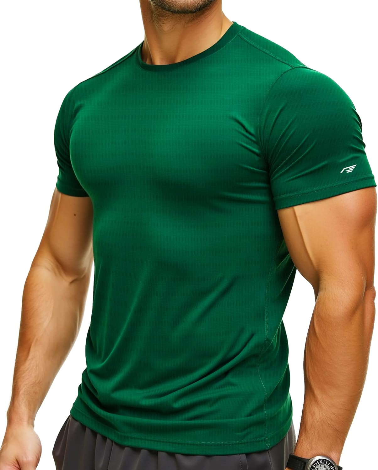 Mens Running Shirt Quick Dry Fit Short Sleeve Performance T-Shirt Moisture Wicking Ourdoor Active Wear Reflective