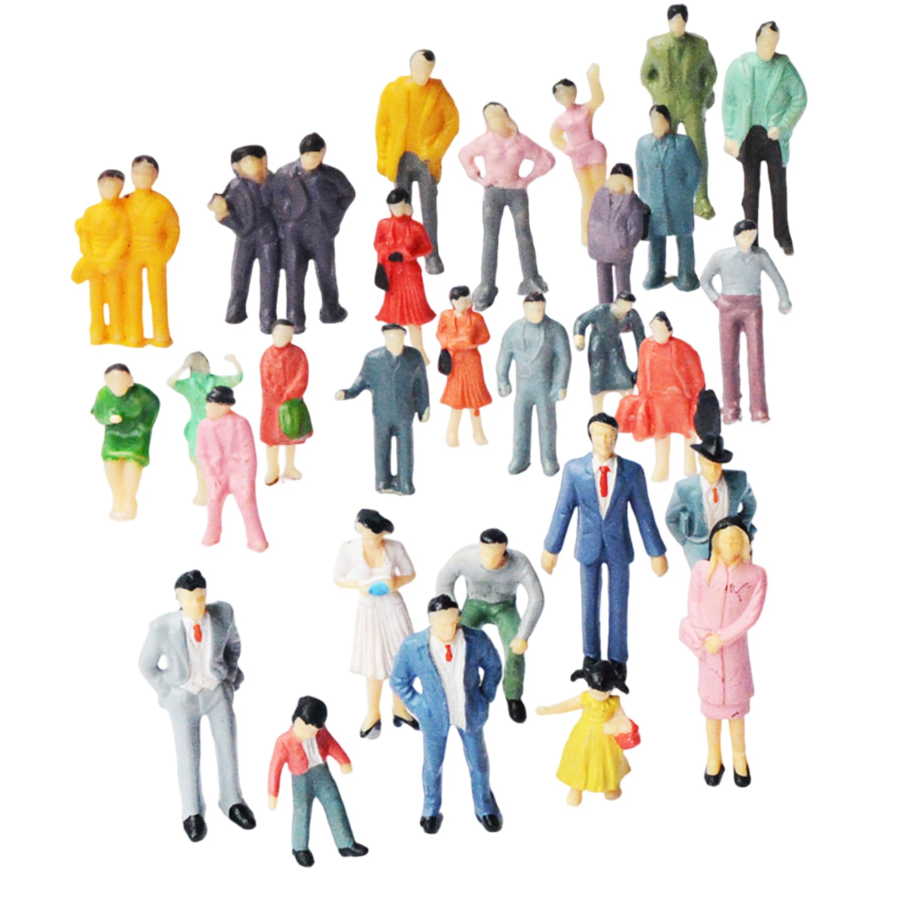 Grtheenumb Assorted Color 50Pcs Miniature People Figurines, 1:87 Painted Standing Pose Tiny People Figurines For Model Train Miniature Scenes Dollhouse, Statues