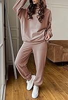 Vista 3 de Fixmatti Sudaderas con capucha para mujer, sudadera de manga larga, pantalón deportivo, 2 piezas