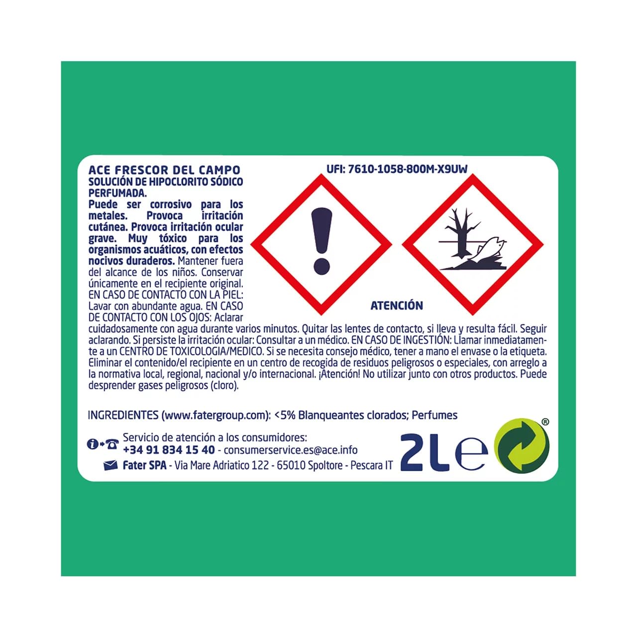 Parfümierte Bleiche mit Total-Schutz 3 in 1 Frische der Felder 2 l 2er-Pack