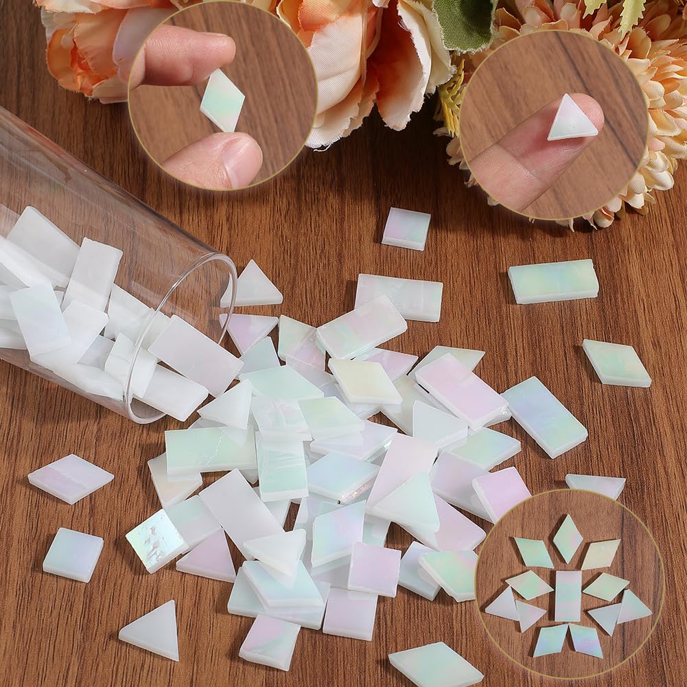 Esweny 1.1lb Square Crystal Mosaic Tiles, Iridescent Mosaic Glass Tiles For Crafts, Mosaic Pieces DIY Hobbies Children Handmade Jewelry Art Decoration Gifts,525 Pieces (Cyan - View #4