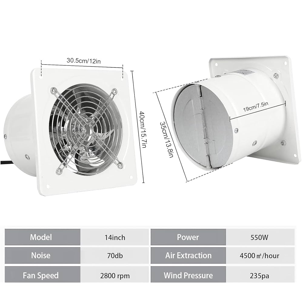 Amazon.com: 14 Inch Exhaust Fan with Plug, 2647CFM Through