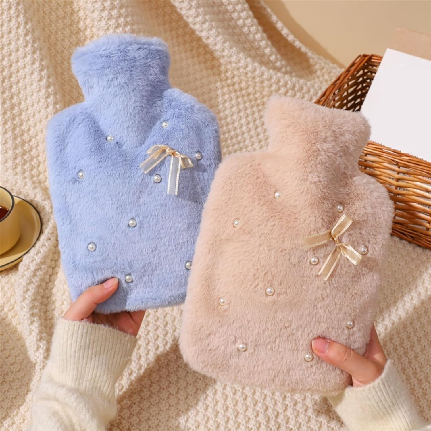 Hot Water Bag Hot Water Bottle Hot Water Bag, Warm Water Bag, Water Injection, Imitation Pearl, Warm Hands Warm Feet Warm Bed, for Student Adult Hot Water Bag Rubber Hot Water Bottle (Color : D)