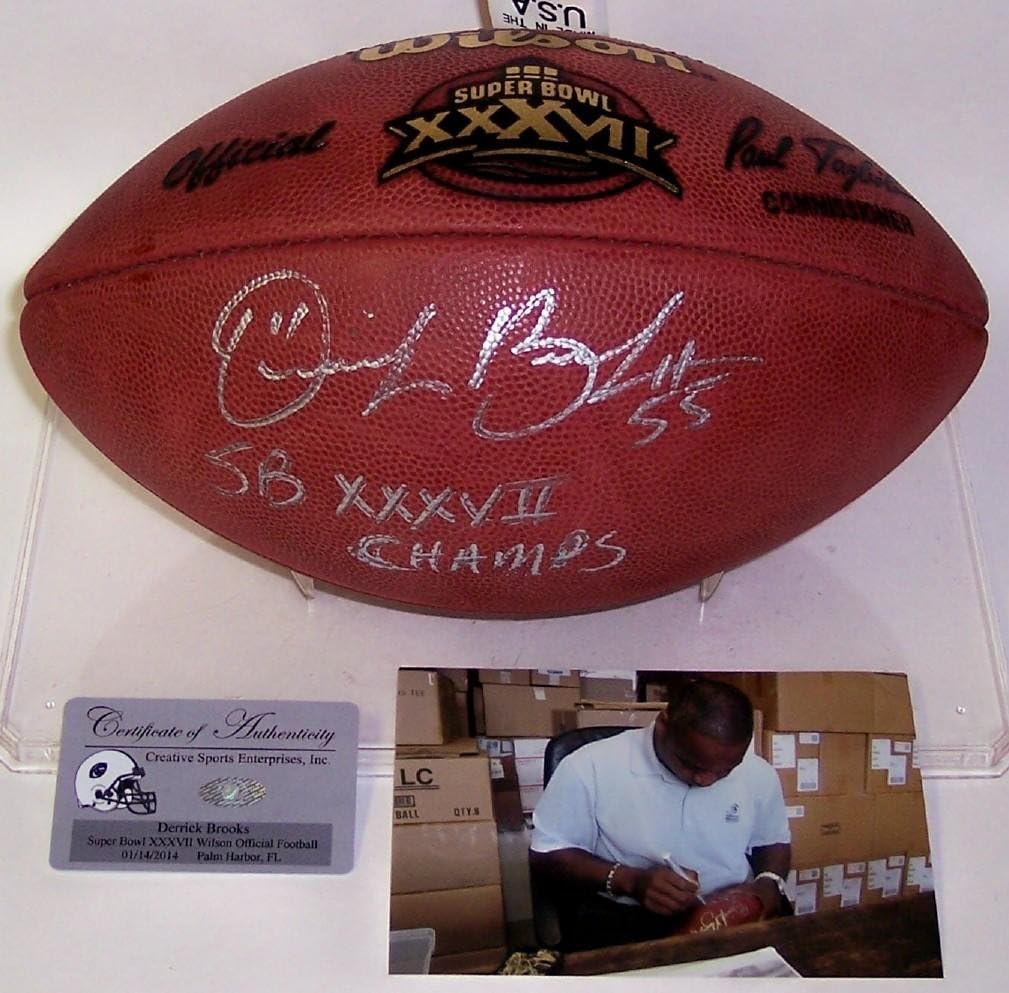 Derrick Brooks Signed Football Super Bowl XXXVII Autographed