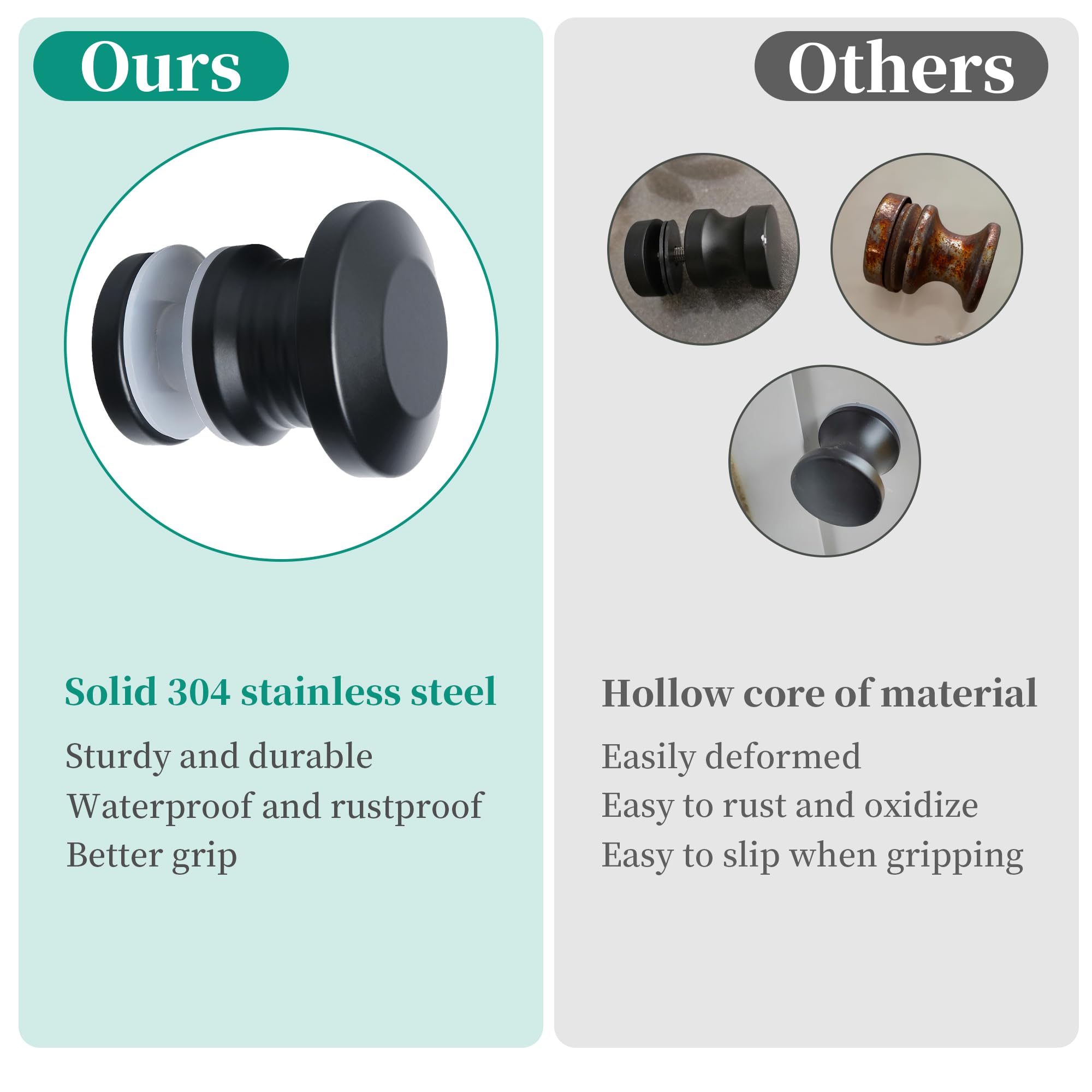 Alise Matte Black Shower Door Handle - Durable & Easy Install -5