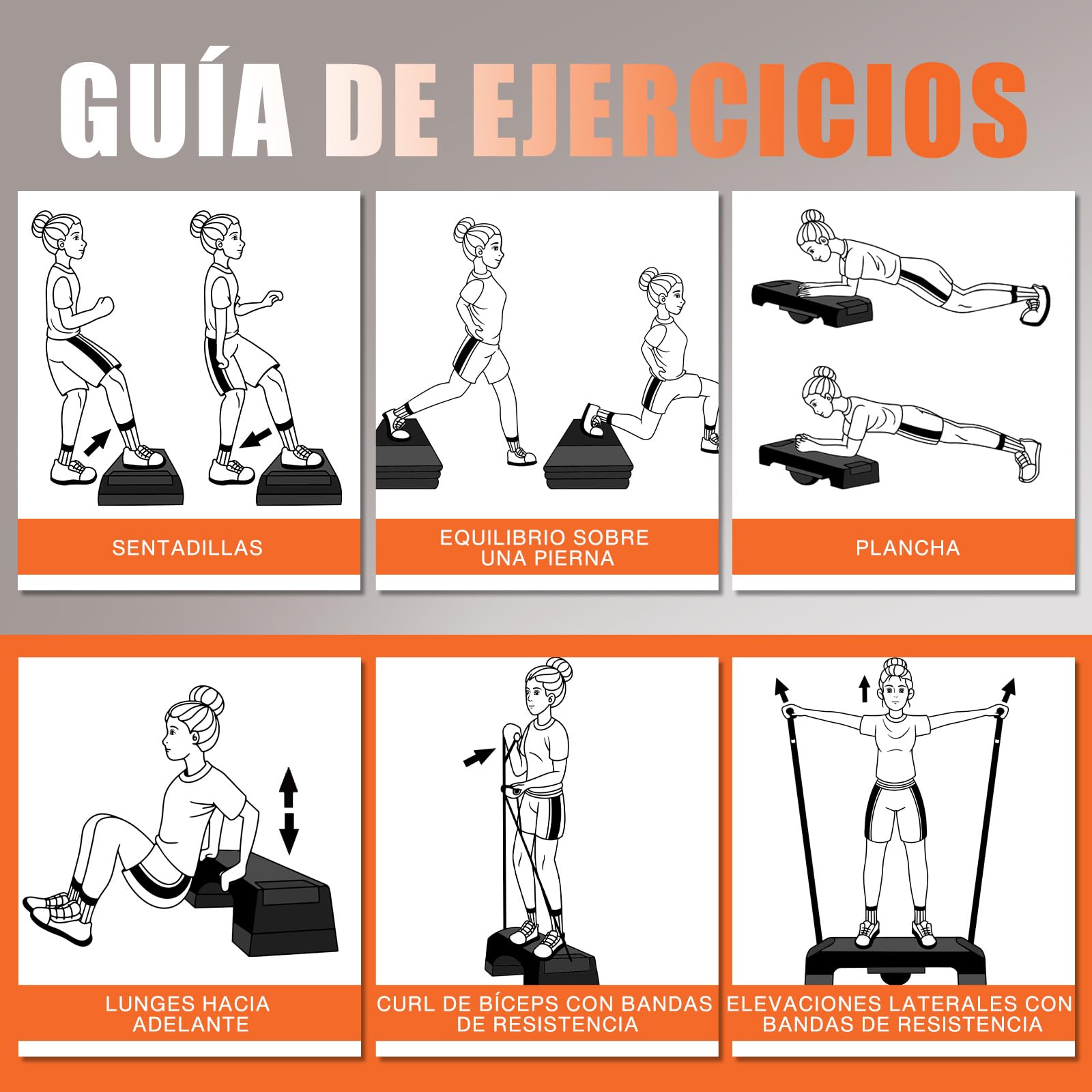 DH FitLife Stepper para el Hogar con Entrenamiento de Equilibrio | Plataforma Ajustable 10/15 cm | Stepper Aeróbico y Plataforma Step Up | Escalón para Entrenamiento de Fitness y Coordinación