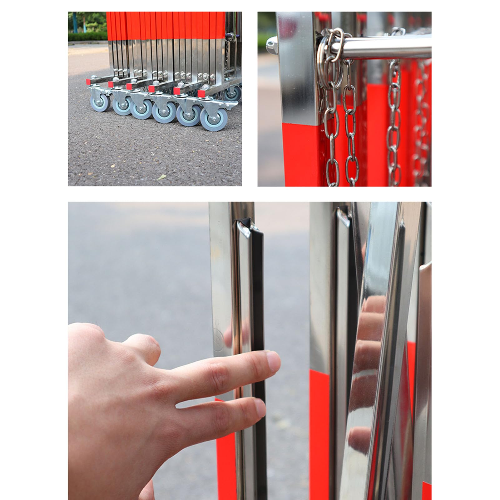 Puerta de Seguridad Plegable retráctil de Acero Inoxidable con Ruedas - Barrera de Seguridad para Exteriores, Carreteras y garajes, solución de Control de Acceso Duradera