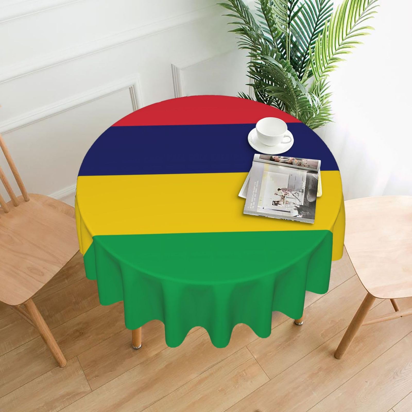 MROWYC Flag of Mauritius Printed Practical Round Tablecloth, Durable, Suitable for Home, Restaurant, Hotel, Gathering, and Decorative Table Covers