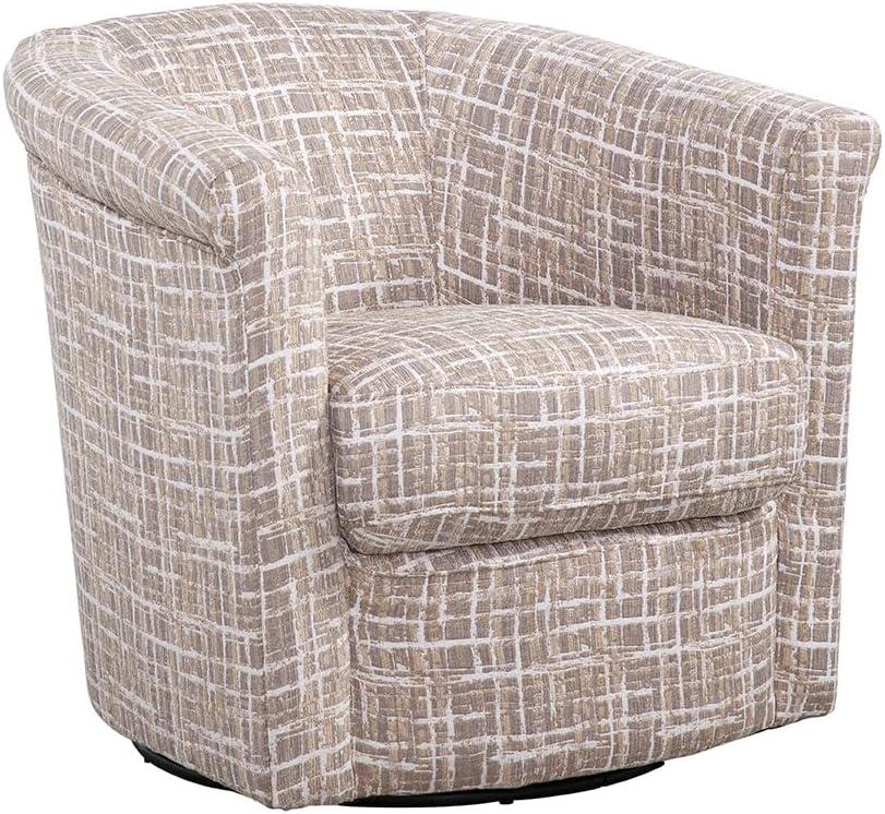 GRAFTON HOME Marvel Swivel Chair, 30D 30W 29H, Beige Check