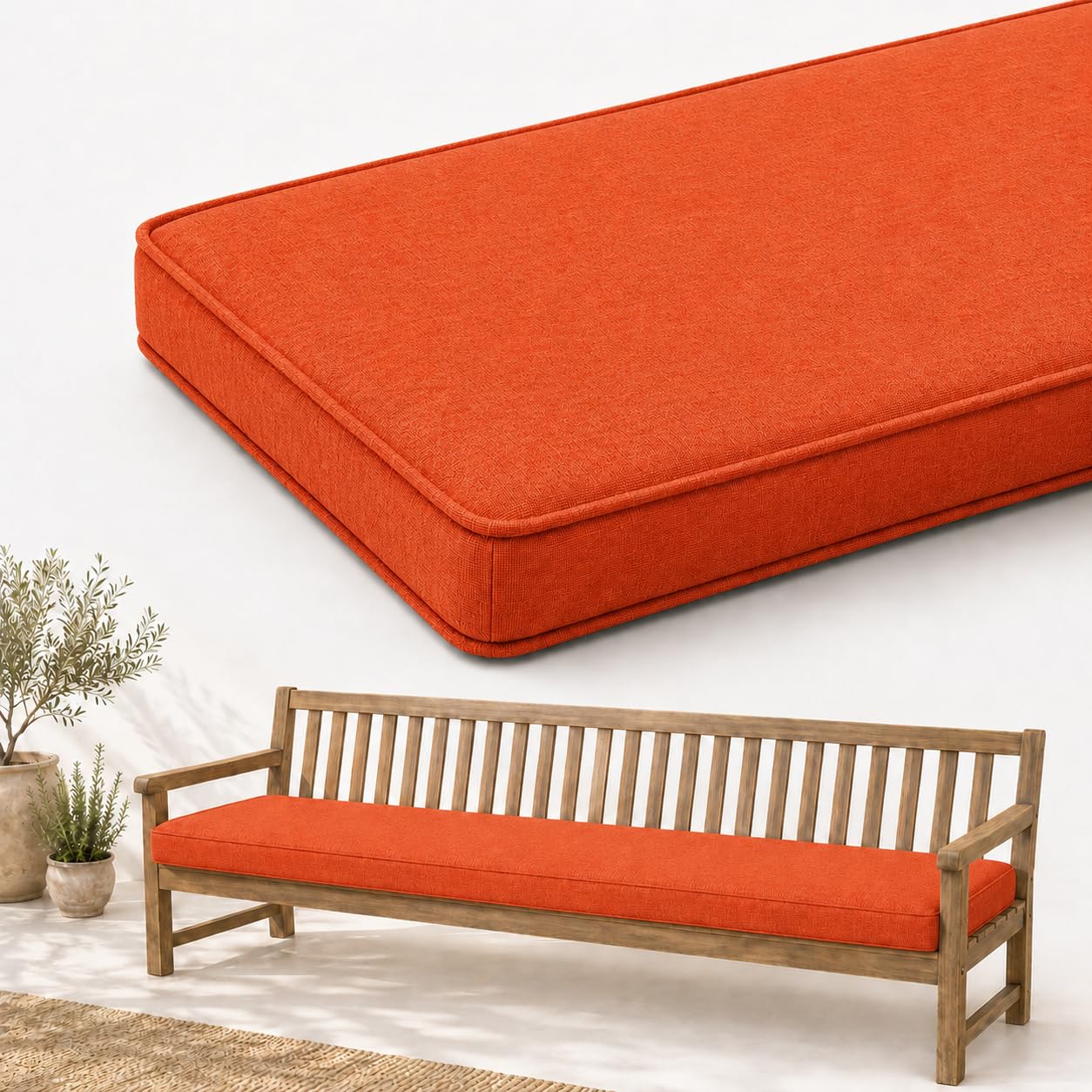 AZMAHT Linen Bench Cushion Indoor - Comfort Seat Pad for Dining Bench Window