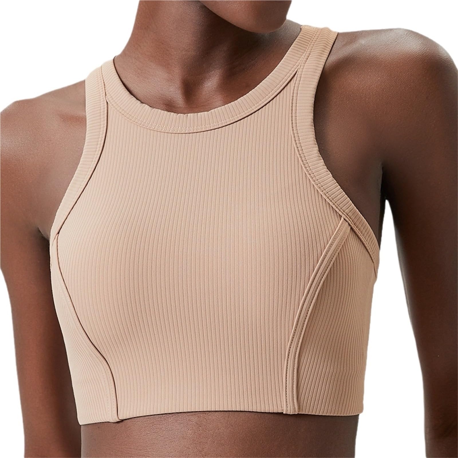 Sujetadores Deportivos para Entrenamiento, Sujetador Deportivo Fitness Yoga Cuello Redondo Crop Top Acanalado Chaleco for Correr Multicolor Varios tamaños