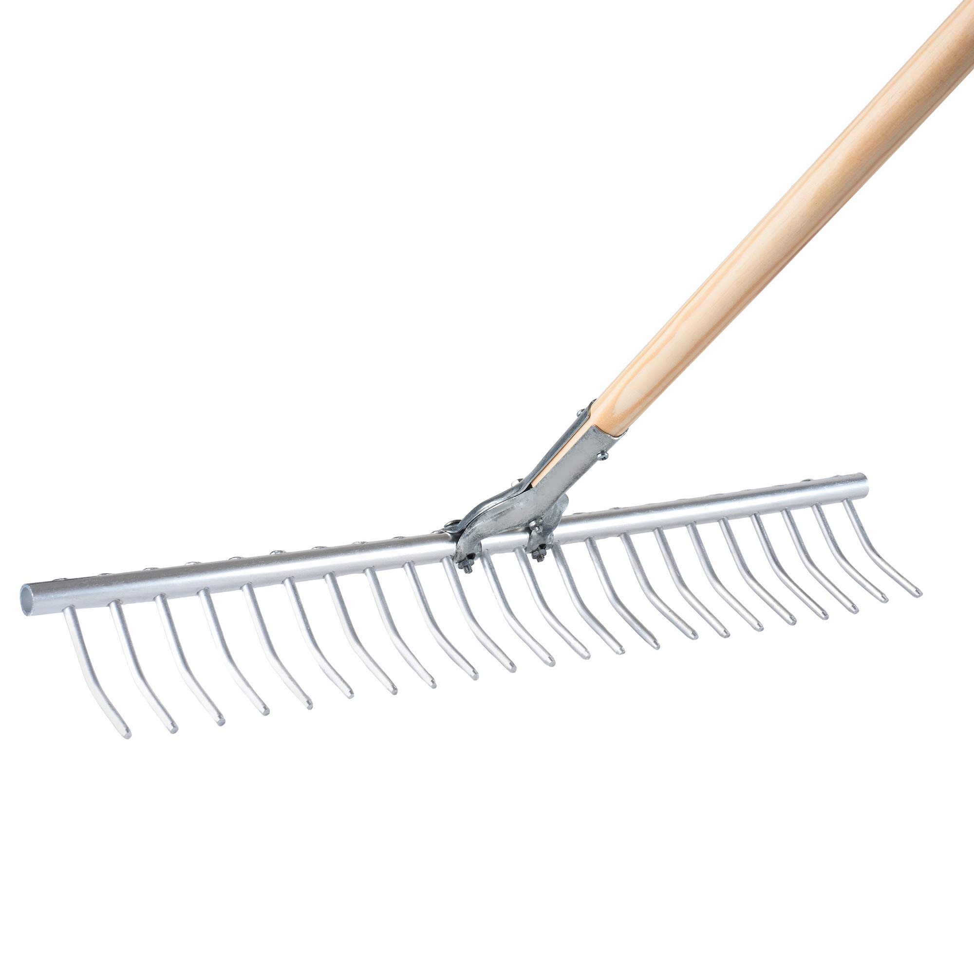 KADAX Rastrillo de heno con Mango Largo de Madera, rastrillo Ancho para jardín, parterres, césped, rastrillo de jardín, rastrillo, rastrillo de césped, Herramienta de jardín,(Aluminio)