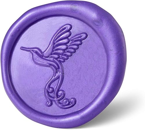 Miniatura 3 de Mceal Sello de cera, cabeza de latón plateado con mango de palisandro, 1.2 pulgadas de diámetro, colibrí