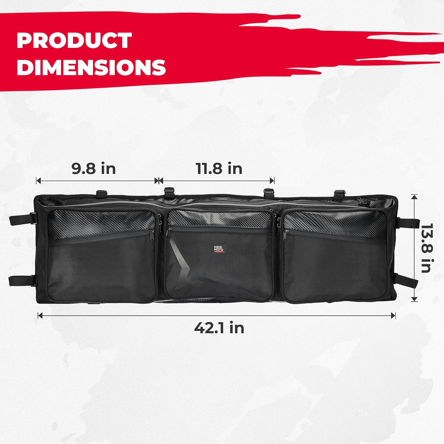 KEMIMOTO UTV Roof Bag 1680D 4.2 Gal Storage Compatible with CFMOTO ZForce 950 HO/HOEX 2022-2024 / ZForce 950 Sport 2020-2022 G1, Large-Capiticy Water-Resistant Overhead Roof Storage Bag