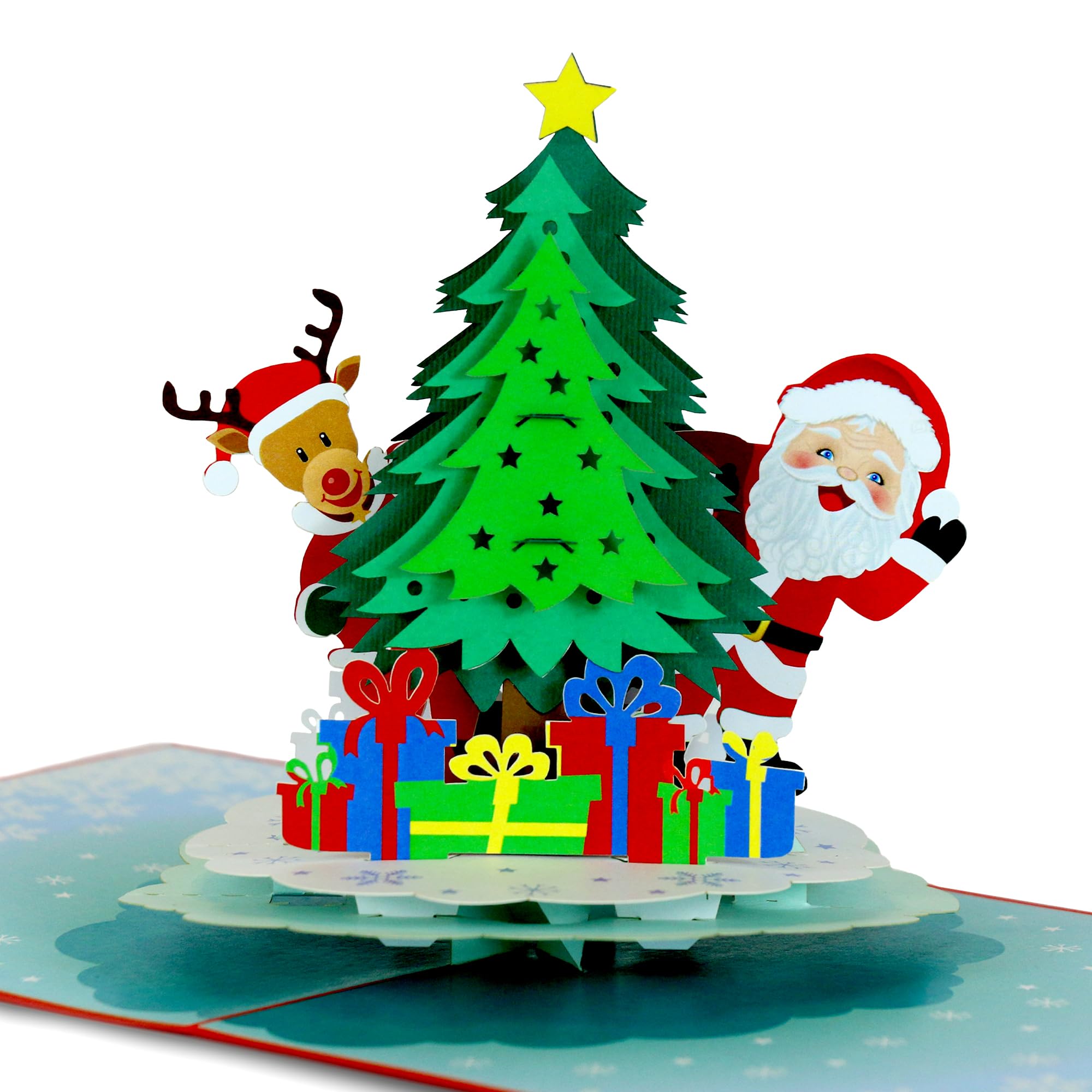 HAPPY GIFTERS Christmas Tree Pop Up Cards, 3D Greeting Pop Up Cards, Xmas Gifts Pop Up Card