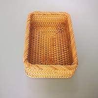 Vista 4 de Caja de frutas de mimbre rectangular hecha a mano, bandeja de ratán, organizador de revistas y objetos pequeños, cesta para servir (pequeña)