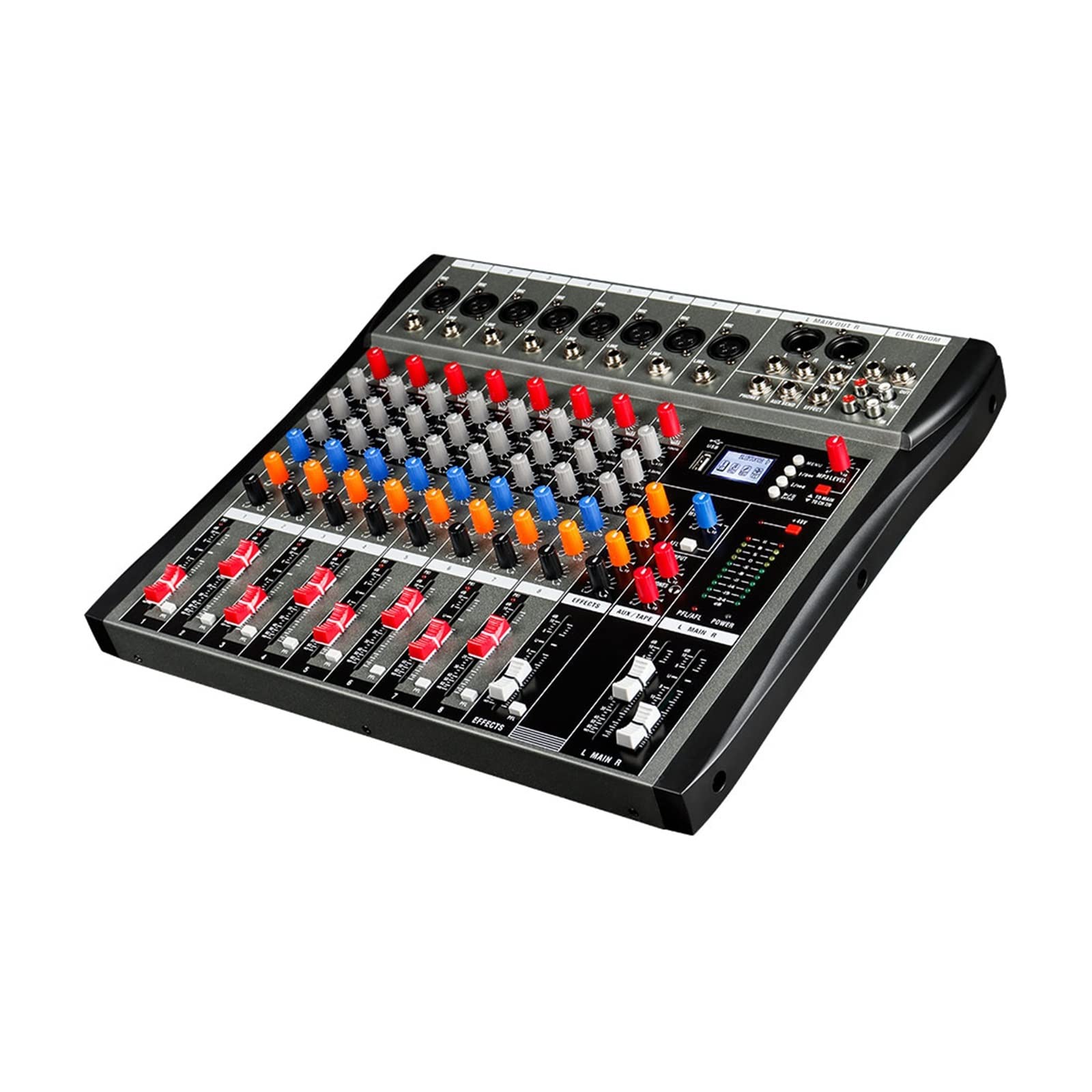 Mezclador de Audio Mezclador profesional 8 canales USB Efecto 48V Phantom Power Grabación Conferencia Etapa Fiesta Consoel