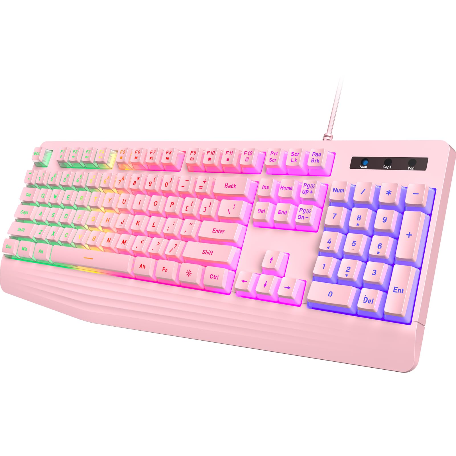 Amazon Pink Creamy Keyboard Rainbow LED Backlit 104 Keys Silent Amazon Pink Creamy Keyboard Rainbow LED Backlit 104 Keys Silent
