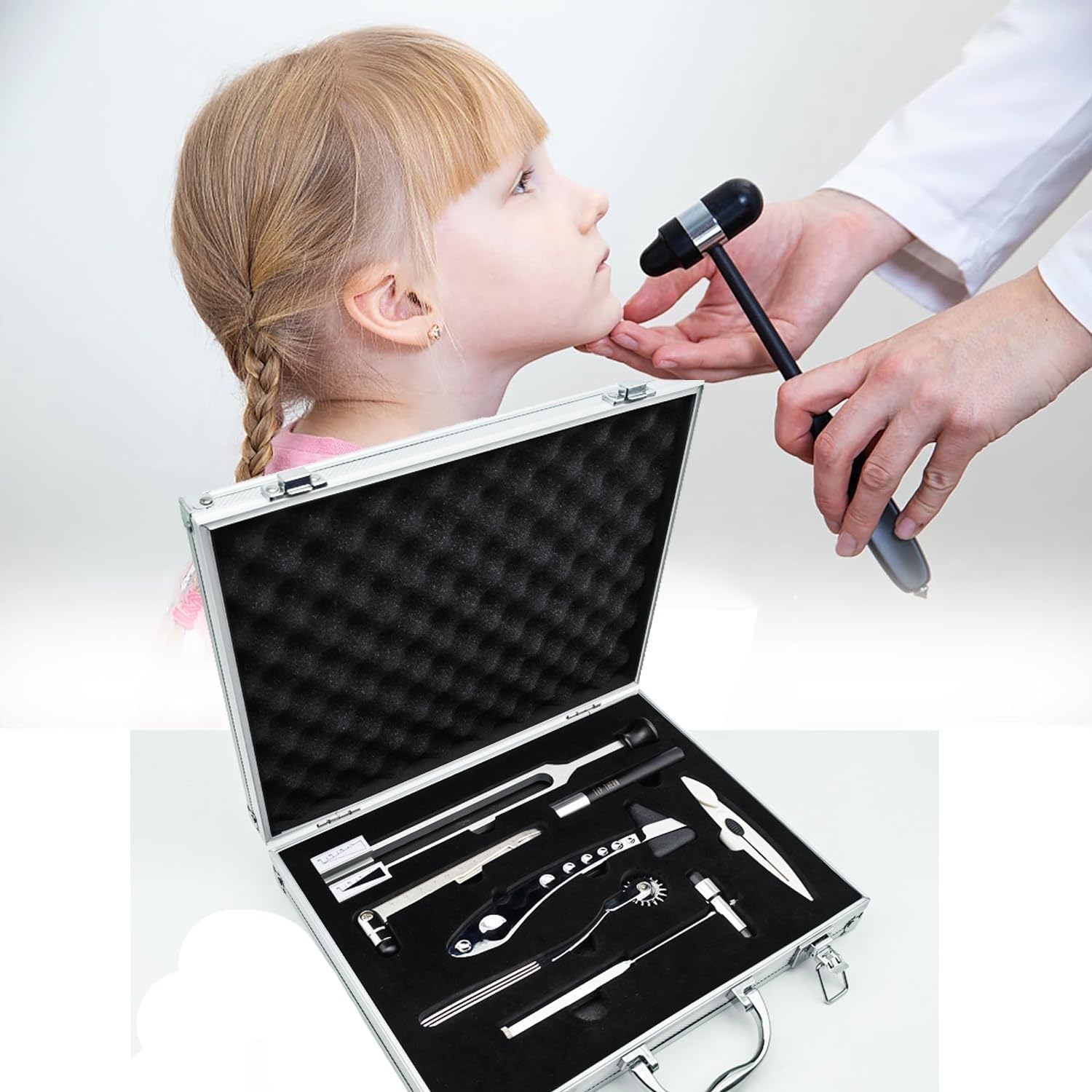 Zestaw do badań neurologicznych – 7-częściowy zestaw narzędzi diagnostycznych do badania Pinprick, temperatury, nacisku dotykowego, wibracji i odruchu ścięgiennego