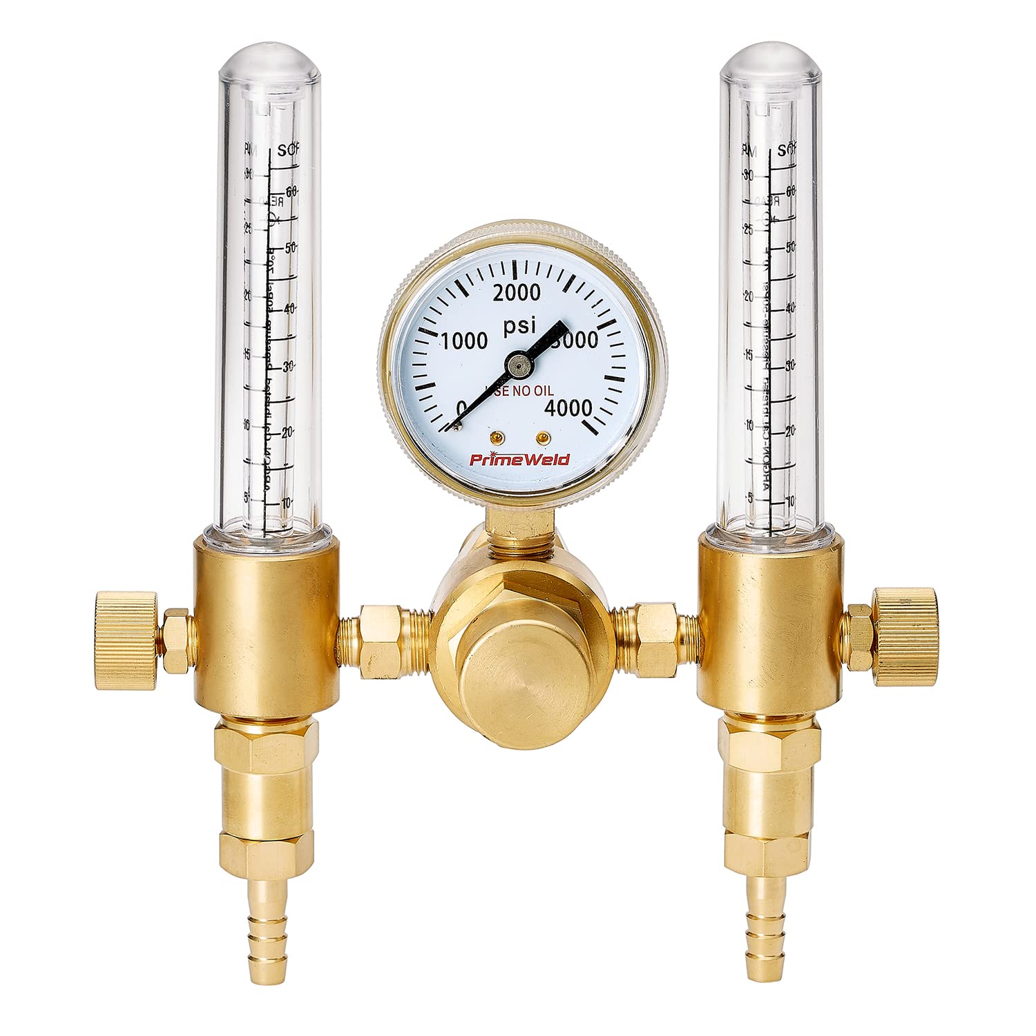 PrimeWeld Welding Flow Meter Regulator, CO2, Argon, Helium, Dual Meter, Welder Gas Gauge