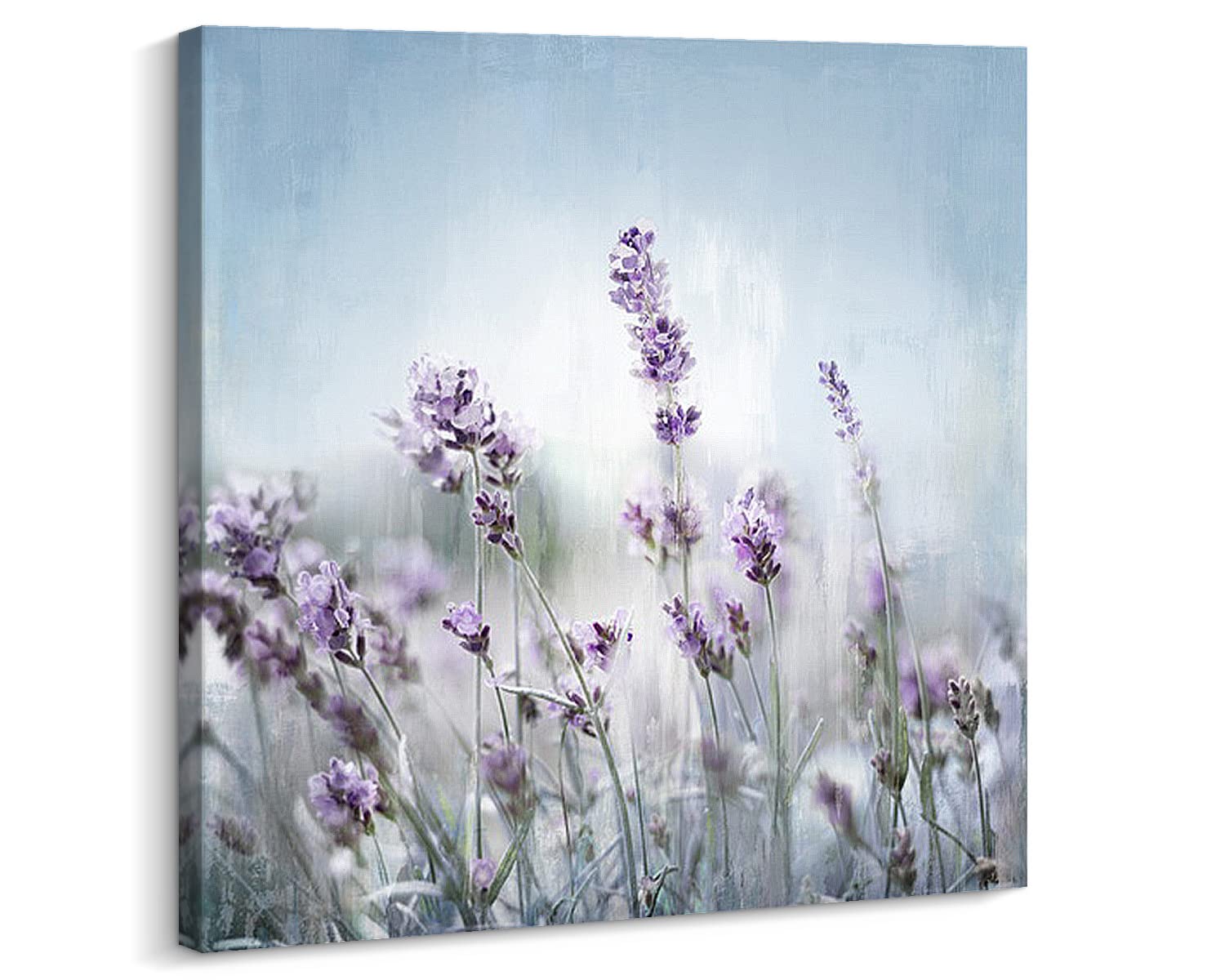 Kas HomeWall Art For Bedroom Purple Lavender Wall Decor Flowers Pictures Prints Framed Canvas Wall Art for Living Room Girls Room Studio Office Ready To Hang (Purple-Lavender, 12x12 inch)