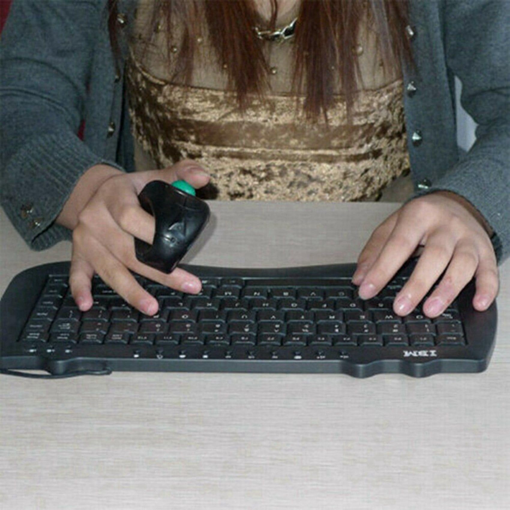2X 2.4G Wireless Air Mouse Ergonomique Trackball Handheld Finger USB Souris USB Optique Trackball Souris