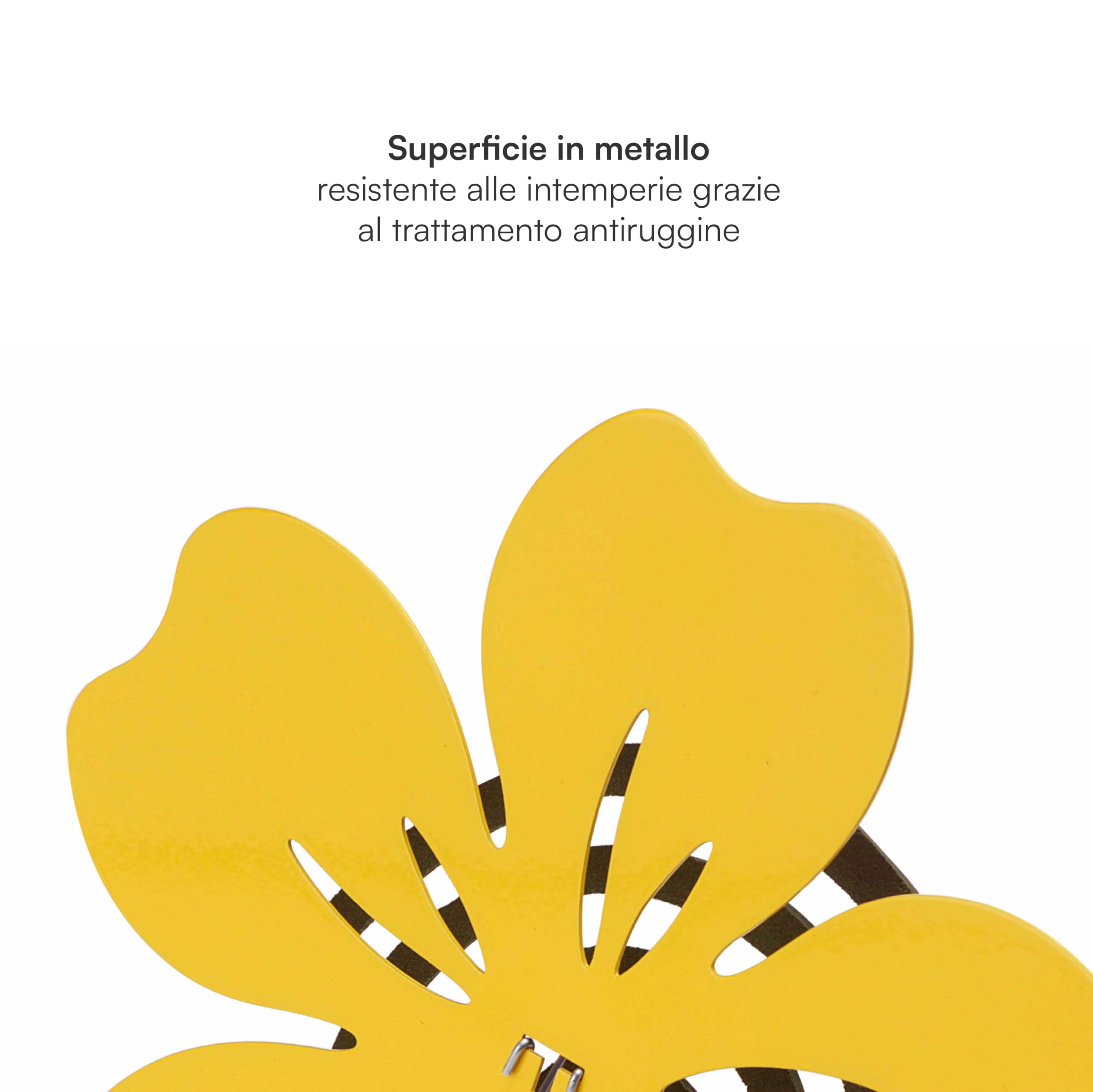 Baroni Home Set di 3 Porta Zampirone in Metallo Portazampirone da Interno o da Esterno da Interrare in Vasi o nel Giardino Fantasia, Fiore Giallo 17X5X18 cm