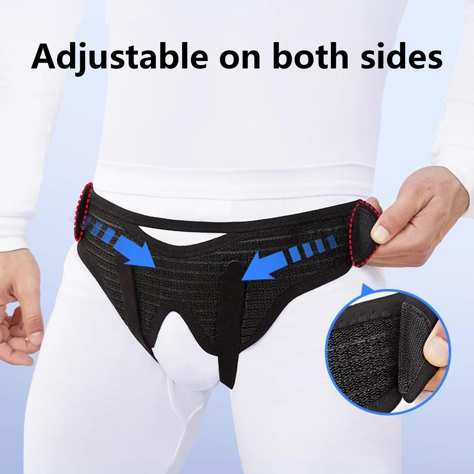 Cintura Ernia Inguinale Uomo, Cinto Erniario, Fascia Ernia Ombelicale, Cintura Per Ernia Bilaterale, Cintura di Supporto Per Ernia Inguinale Regolabile con Cuscinetto di Compressione Rimovibile(Black,