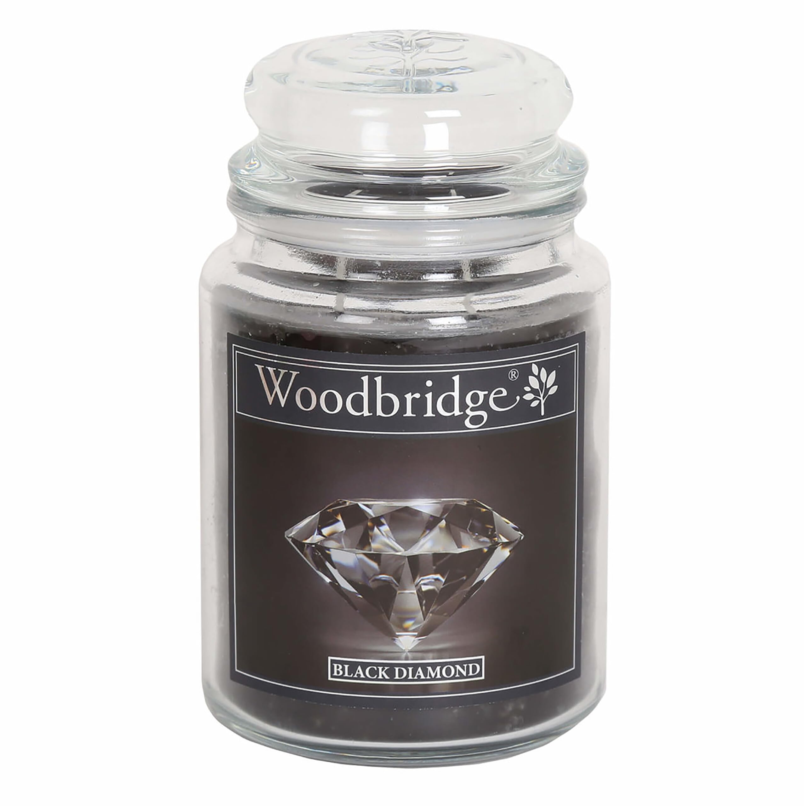 Woodbridge Black Diamond Scented Candle, Musk & Tonka Bean, Glass Jar, 565 G, 2 Wicks, 130 Hours Burn Time,